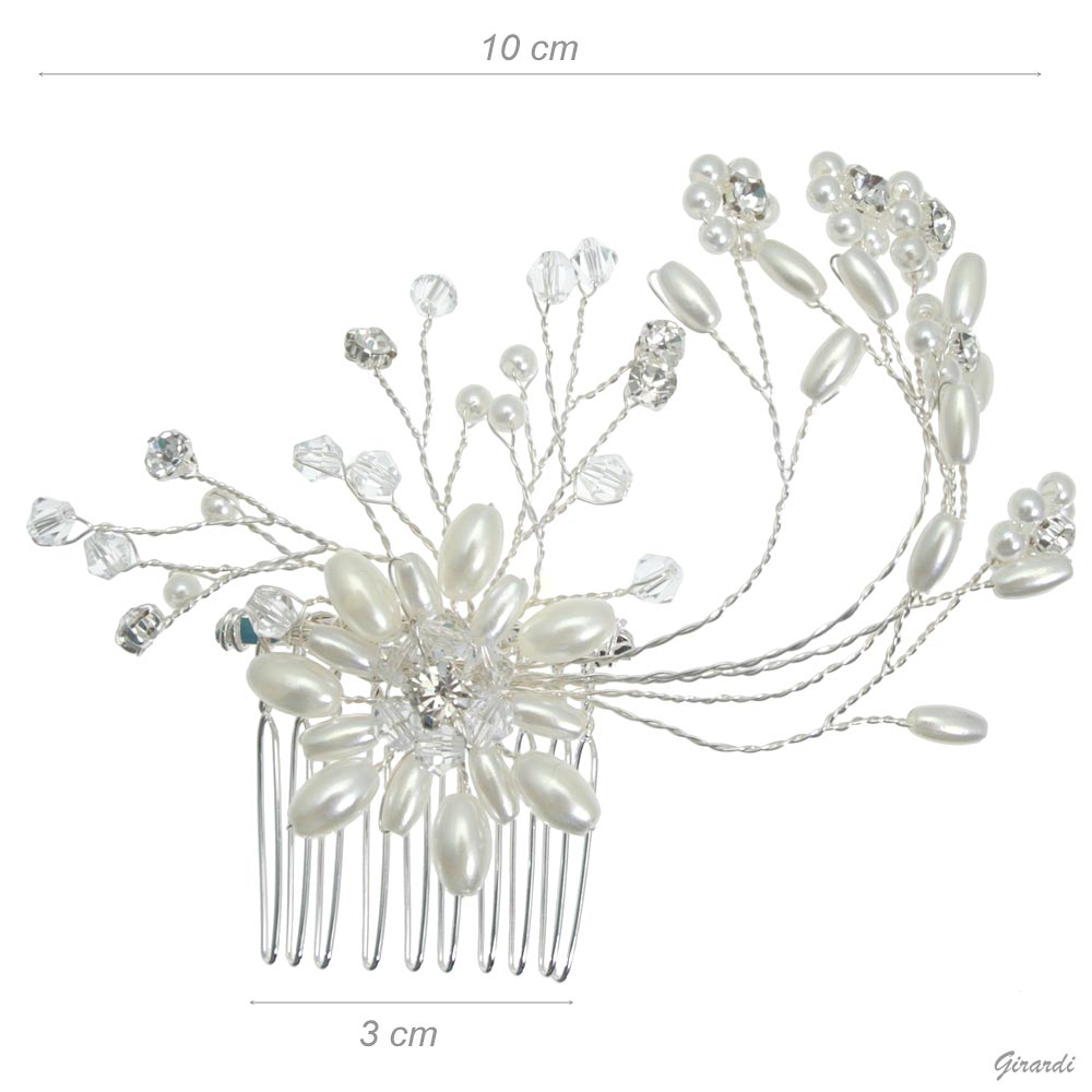 pettinino con perle e cristalli