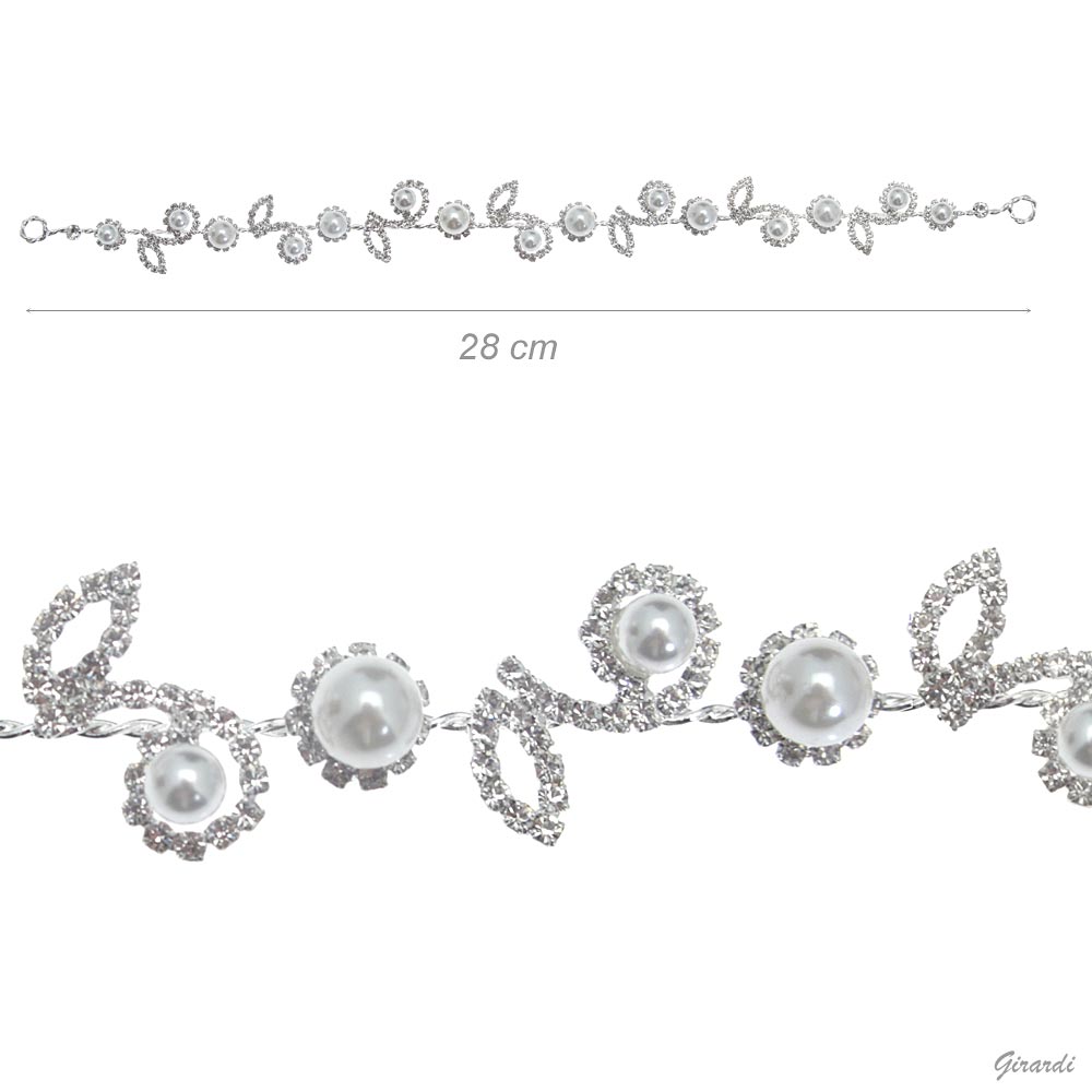 decorazione per capelli filo fiori strass e perle