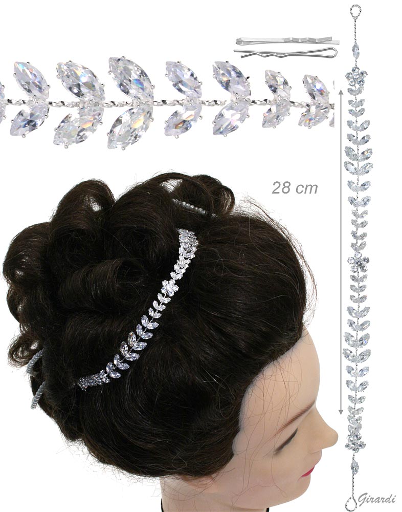 decorazione per capelli filo di foglie di strass